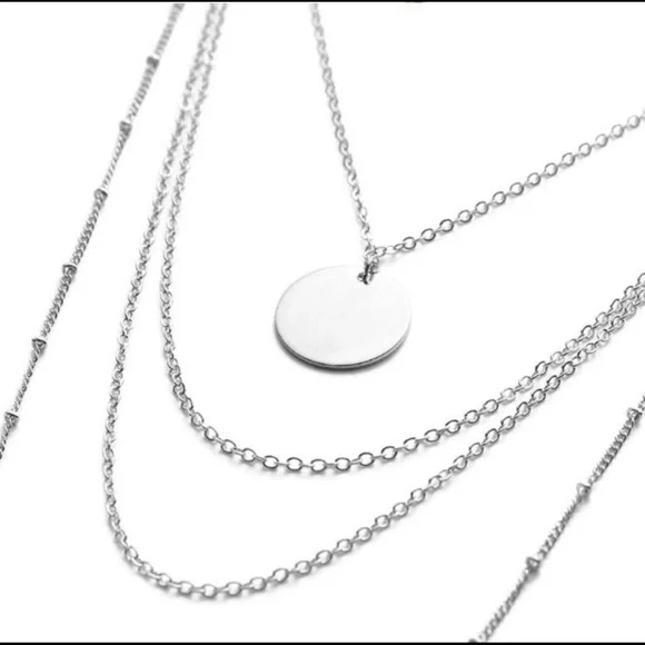 Boutique Multi-layered Coin Necklace Simple Style Silver Color - Picture 5 of 5